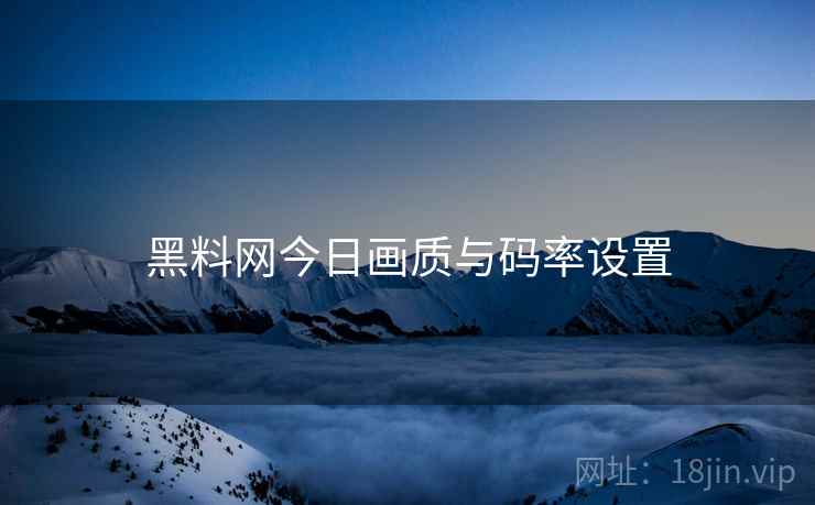 黑料网今日画质与码率设置